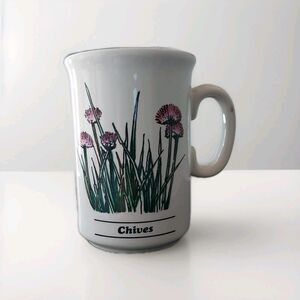 Bloom Rite Brand “Chives” Plant Herbs Coffee Tea Mug Cup Vintage 1990s
